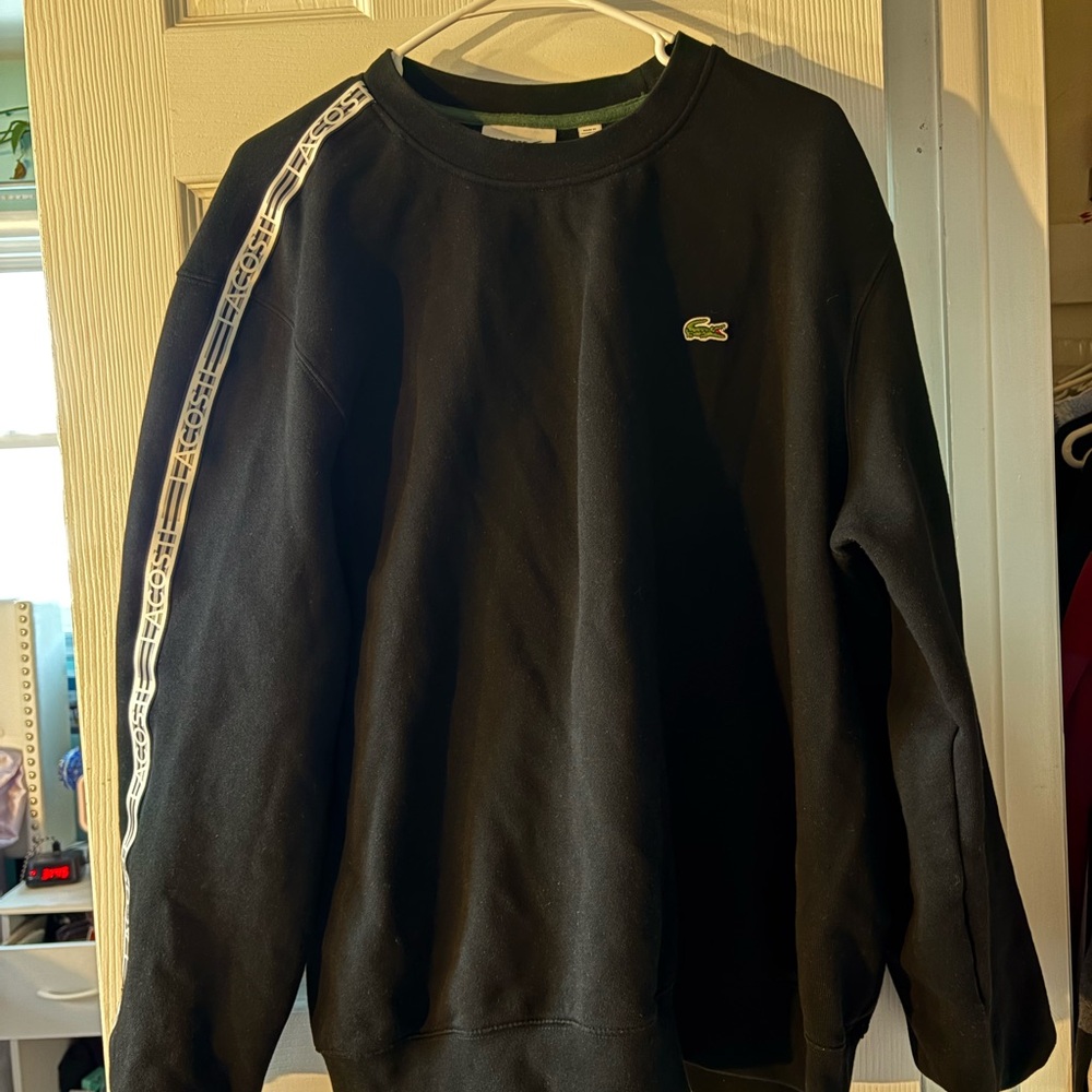 Lacoste Men's Black Crewneck Sweater with Logo Detail